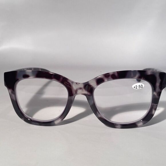 1145 Mona Reading Glasses 2.50 Sq Eyeglasses Grey and Black Tortoise Frames NWT - Picture 3 of 9